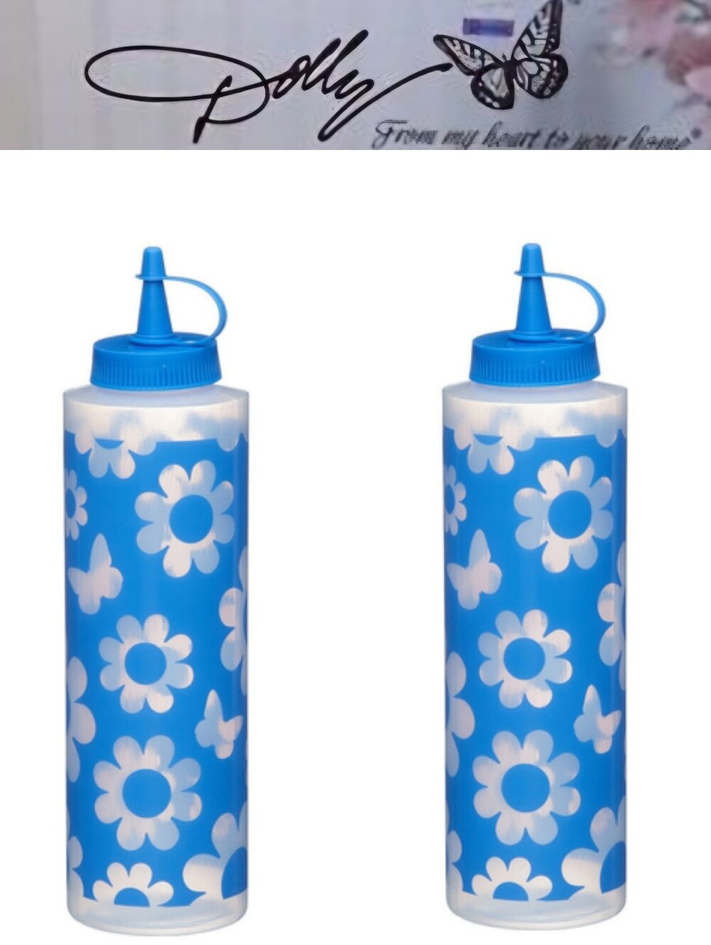 Dolly Parton Floral Squeeze Bottles - Set of 2- Blue